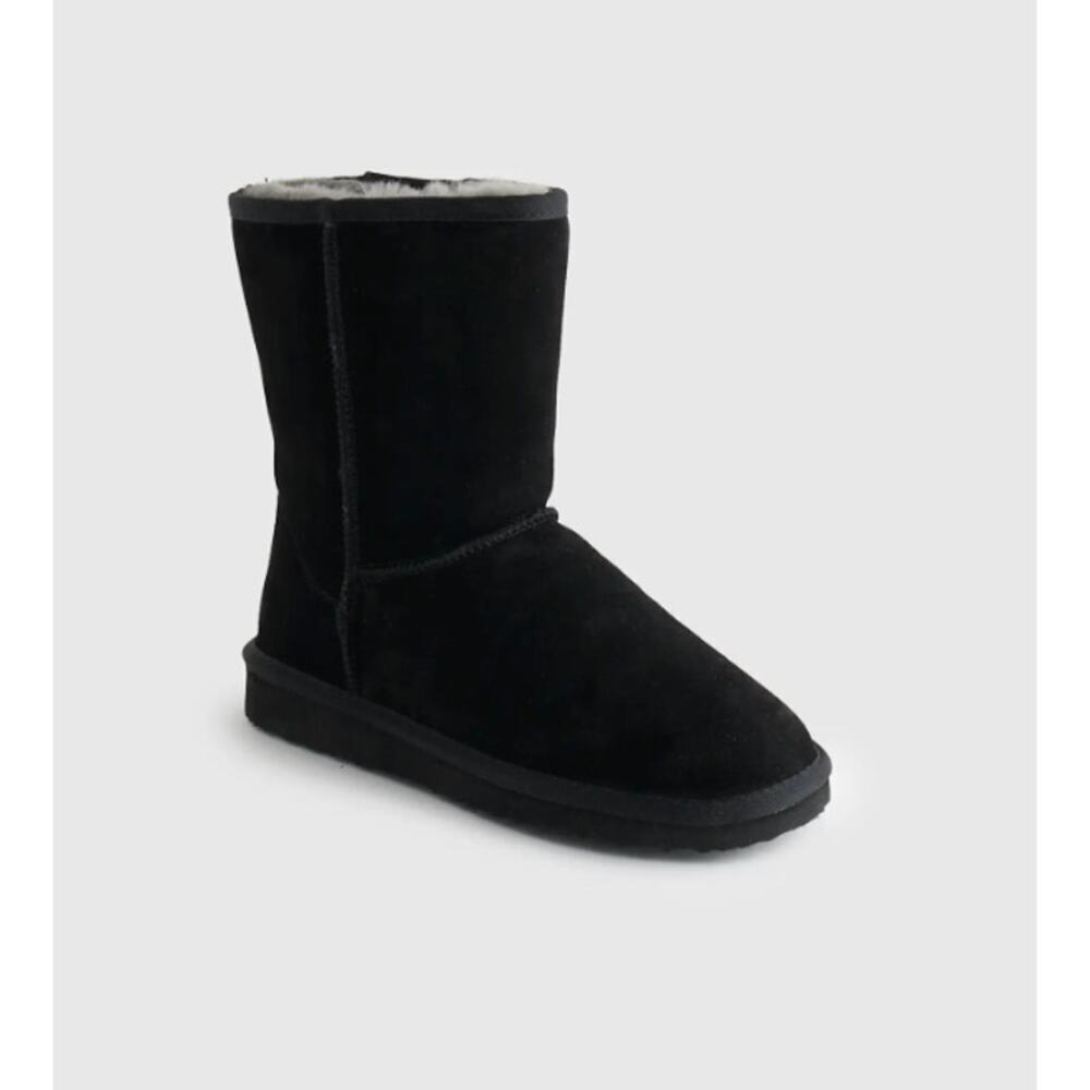 New! Quince Women's Australian Shearling Mid-Calf Boot Sz 7 Black #24